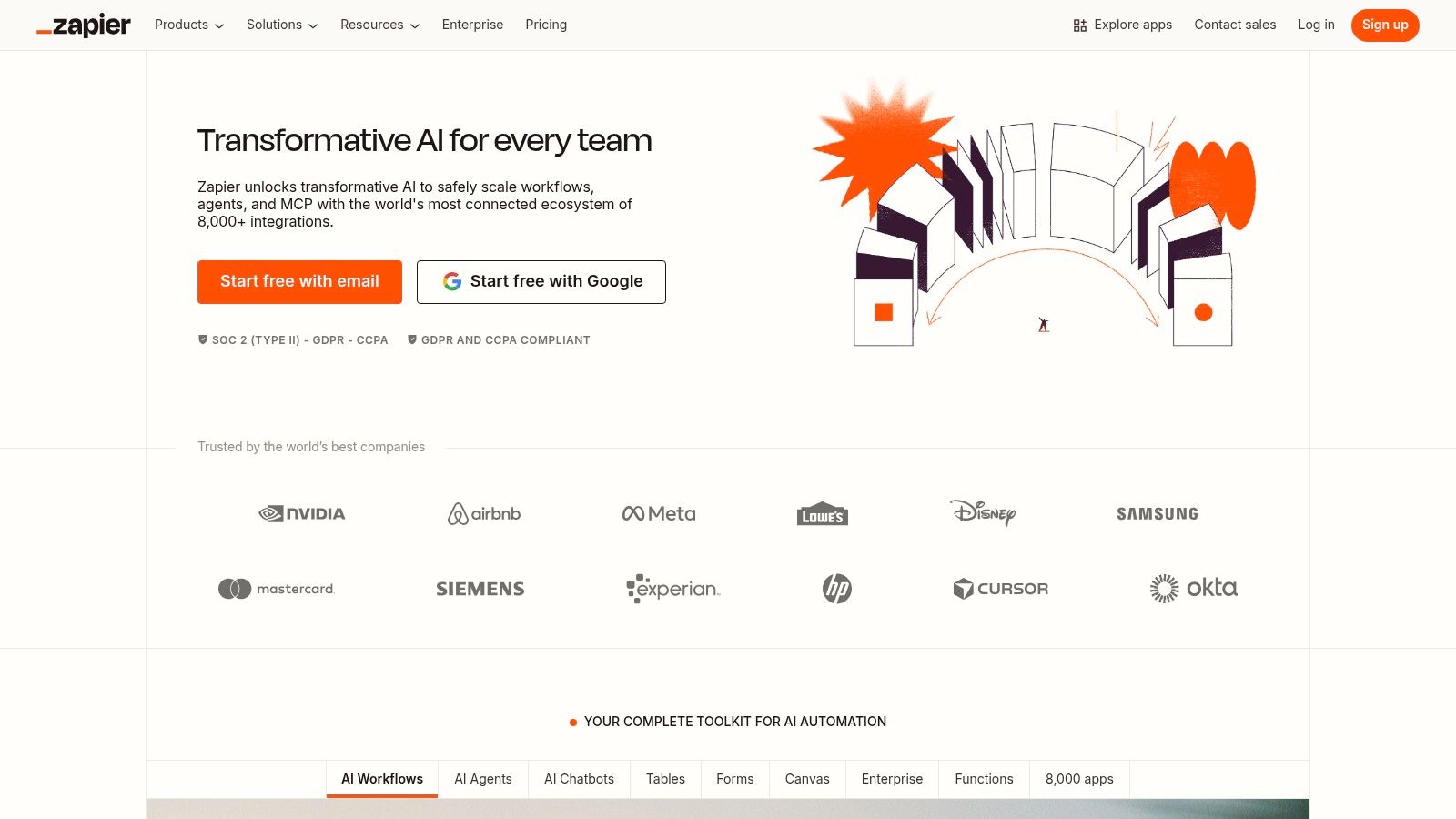 An illustrative screenshot of the Zapier workflow builder interface, showing how different apps can be connected to automate tasks.