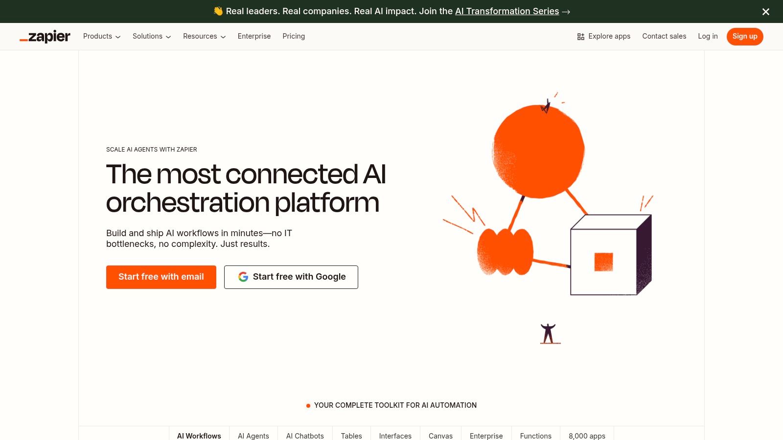 An abstract diagram representing Zapier's extensive app integration ecosystem, showing how it connects various platforms for workflow automation, fitting the description of Make alternatives.