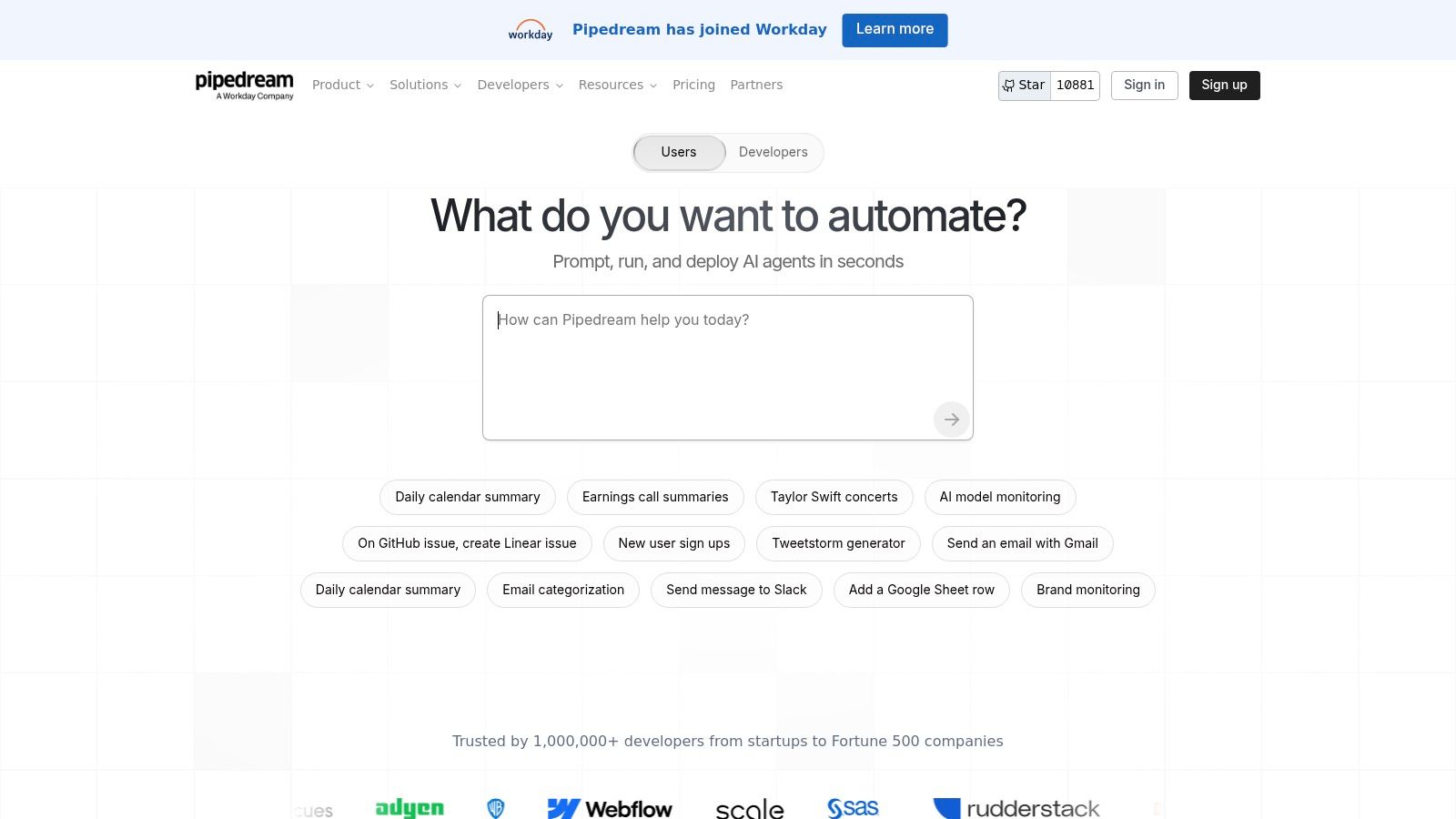A visual of the Pipedream workflow editor, a key feature of this automation tool